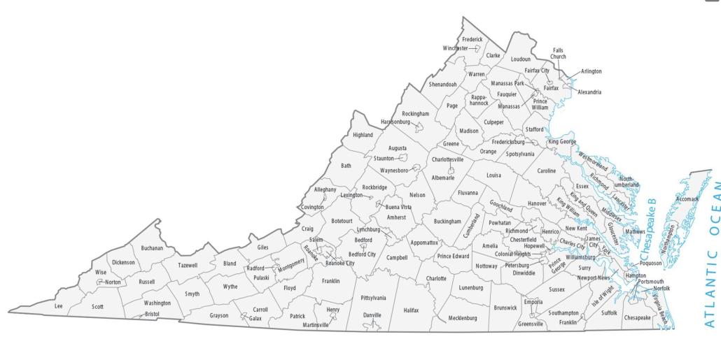 Virginia CCW Permit County Coverage Map for Double A Consultants